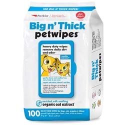 Petkin Petwipes – Big n Thick Extra Large Pet Wipes for Dogs and Cats – Cleans Face, Ears, Body and Eye Area – Super Convenient, Ideal for Home or Travel