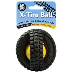 Pet Qwerks X-Tire Ball Interactive Dog Toy - Rugged Tires with a Sound Ball in The Center, Interactive Toys That Make Noise, Toys for Boredom | Best for Light & Moderate CHEWERS