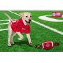 Pets First NCAA Ohio State Buckeyes Football Dog Toy, Tough Quality Nylon Materials, Strong Pull Ropes, Inner Squeaker, Collegiate Team Color