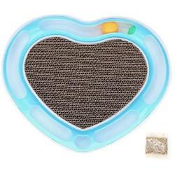HERCHR Cat Scratching Pad Board Pet Kitten Heart-Shaped Scratcher Bell Balls Training Toys,3 Colors