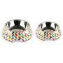 French Bull Stainless Steel and Melamine Designer Dog Bowls for Dogs or Cats, Small, White