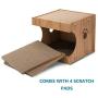 HIPIPET Cat Cardboard Scratcher House Hideaway Beds Box with 4 Replacement Cat Scratch Pad Detachable Cat Cave Bed Lounge, Cat Hut with Catnip