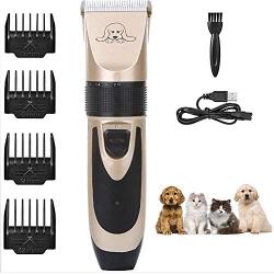 YOSAN Professional Dog Grooming Kit, Rechargeable Cordless Dog Clippers, Low Noise Dog Grooming Kit with 4 Guide Combs, Animal Clippers Heavy Duty for Dogs Cats Other Pets