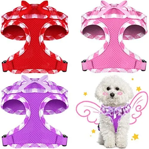 Weewooday 3 Pieces Checkered Frills Dog Vest Soft Mesh Breathable Puppy Padded Vest Lightweight Adjustable Dog Harness Set Suitable for Chest 12 to 18 Inch, Neck 9.8 Inch Weewooday 3 Pieces Checkered Frills Dog Vest Soft Mesh Breathable Puppy Padded Vest Lightweight Adjustable Dog Harness Set Suitable for Chest 12 to 18 Inch, Neck 9.8 Inch