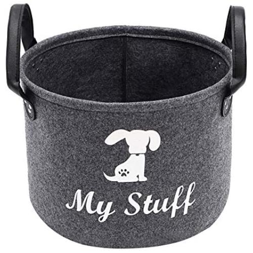 Morezi Round Felt Dog Toy Basket, Dog Toy Box, Basket Chest Organizer with Handles - Perfect for organizing pet Toys, Blankets, leashes and Food Morezi Round Felt Dog Toy Basket, Dog Toy Box, Basket Chest Organizer with Handles - Perfect for organizing pet Toys, Blankets, leashes and Food