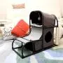 Goetland Modern Cat Tree House Condo Pet Furniture Large Cat Tower Bed Scratching Post Climber Peek Holes Dangling Toy