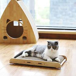 DORY Cat Solid Wood Scratcher Post/Ramp, Replaceable core，Corrugated Cardboard Kitty Scratching Pad Lounge Relaxing Bed with Suction Cups, Save Your Furniture