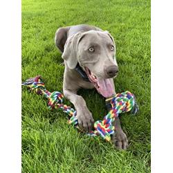 Dog Rope Toy for Aggressive Chewers | 3 Feet & 5 Knot Rope | Great Tug of War Rope for Large & Medium Breed Dogs | Includes an Online Training eBook for Interactive Play | Helps Clean Teeth