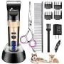 Gimars Quiet Rechargeable Cordless Electric Dog Hair Clippers, Powerful Pet Shaver Hair Clippers Dog Trimmers Shears Set with Comb Guides Scissors for Dogs Cats Pets Cat, Horse