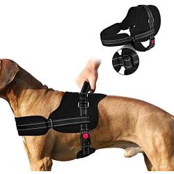 SlowTon No Pull Dog Harness, Adjustable Neck and Chest Strap Padded Breathable Halter Vest Reflective with Top Handle Harness with Locking Buckle for Medium Large Dogs Training Walking