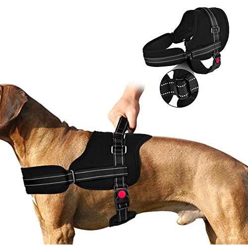 SlowTon No Pull Dog Harness, Adjustable Neck and Chest Strap Padded Breathable Halter Vest Reflective with Top Handle Harness with Locking Buckle for Medium Large Dogs Training Walking