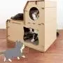 Cat Tree Climbing Frame, Double Ladder Cardboard Cat House, Removable, Foldable, Strong and Stable, Comfortable and Durable - for Kittens, Puppies, Rabbits