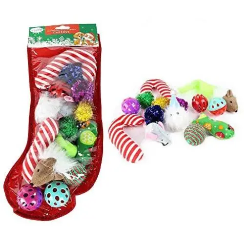 Midlee Christmas Stocking Cat Toy Gift Set (14 Toys)