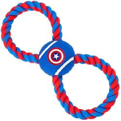 Dog Toy Rope Tennis Ball Captain America Shield Blue Blue Red Rope