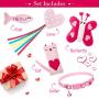 EXPAWLORER Pink Cat Collar & Catnip Toys Set for Indoor Cats - Cute Heart Collar for Girl Cats, 4 Kitten Kicker Toys with Heart, Butterfly, Fish and Cat Shape