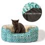 LUCKITTY Small Dog Bed & Big Cat Bed, Round Pet Beds for Indoor Cats or Small Dogs, Round Machine Washable Super Soft & Plush Flannel Pet Supplies, Slip-Resistant, Boho Print Khaki