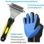 Pet Grooming Tool- Dematting Comb/Grooming Glove Set, 2 Sided Undercoat Grooming Rake for Cats/Dogs, Safely and Easily Removes Matted Tangles, Deshedding Brush Glove- Efficient Pet Hair Remove-2Pack