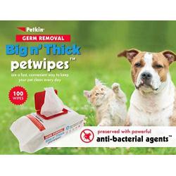 Petkin Pet Wipes – Big n Thick Extra Large Germ Removal Pet Wipes – Cleans Face, Ears, Body and Eye Area – Super Convenient, Ideal for Home or Travel- Wipes for Pets