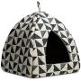 Hollypet Self-Warming 2 in 1 Foldable Comfortable Triangle Cat Bed Tent House, Gray