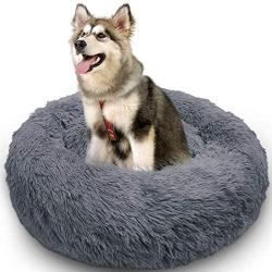 MARUNDA Dog Bed Cat Bed Calming Donut， Faux Fur Fluffy Cozy Pet Bed Self-Warming Donut Cuddler, Round Plush Dog Beds for Large Medium Small Dogs and Cats Indoor Sleeping Bed (24''/32''/39'').