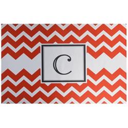 KESS InHouse Kess Original Monogram Chevron Red Letter C Feeding Mat for Pet Bowl, 24 by 15-Inch