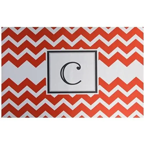 KESS InHouse Kess Original Monogram Chevron Red Letter C Feeding Mat for Pet Bowl, 24 by 15-Inch KESS InHouse Kess Original Monogram Chevron Red Letter C Feeding Mat for Pet Bowl, 24 by 15-Inch