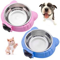 Hamiledyi 2PCS Crate Dog Bowl Pet Cage Bowl Removable Water Food Feeder Bowls with Bolt Holder Stainless Steel Hanging Suitable for Small Pet Dog Cat Bird