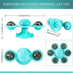 Windmill Cat Toy Interactive Cat Funny Toy with Suction Cup Portable Turntable Rotating Windmill Cat Toy Soft Silicone Scratching Tickle Cats Hair Brush Grooming Shedding Massage for Cats