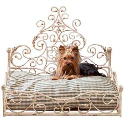 French Iron WHITE SCROLL Dog Pet Cat Bed Victorian Antique Fleur de Lis European by Intelligent Design