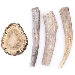 Perfect Pet Chews - Economy Deer Antler Dog Chew (Medium - Dog Weight 20-40 Lbs 3 - Pack) and Elk Antler Burr Bundle