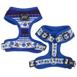 Sassy Woof Adjustable Dog Walking Harness for All Breeds - Modern and Stylish in Dotty, Deep Blue, and Palms – Sizes: X-Small, Small, Medium, and Large