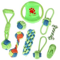 Dafang Handmade Rope Toy, Braided Cotton Blend Rope Outdoor Interactive Toy for Pulling, Chasing, Chewing, Training, Set of 9 Nearly Indestructible Dog Toys