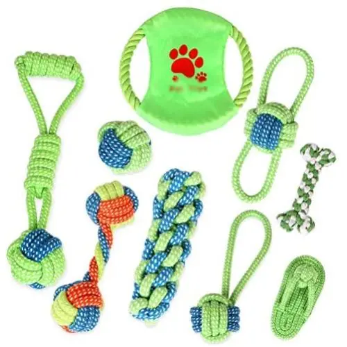 Dafang Handmade Rope Toy, Braided Cotton Blend Rope Outdoor Interactive Toy for Pulling, Chasing, Chewing, Training, Set of 9 Nearly Indestructible Dog Toys Dafang Handmade Rope Toy, Braided Cotton Blend Rope Outdoor Interactive Toy for Pulling, Chasing, Chewing, Training, Set of 9 Nearly Indestructible Dog Toys