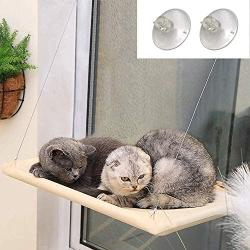 MQ Cat Window Bed, Window Cat Hammock Perch Seat with 2Pcs Extra Replaceable Suction Cups Cat Window Shelf All -Around 360°Sunbath Space Save Design Holds Up to 50lbs for Large Small Cats