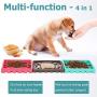 4 in 1 Pet Licking Pads Set, Slow Feeder Dog Bowl Lick Feeding Mat for Dogs and Cats Slower Healthier Eating - Food Plate with Suction Cups for Pets Favorite Treats During Bathing or Grooming