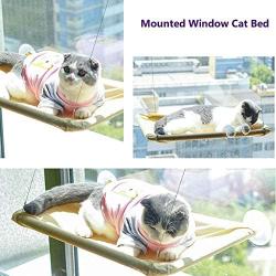 MQ Cat Window Bed, Window Cat Hammock Perch Seat with 2Pcs Extra Replaceable Suction Cups Cat Window Shelf All -Around 360°Sunbath Space Save Design Holds Up to 50lbs for Large Small Cats