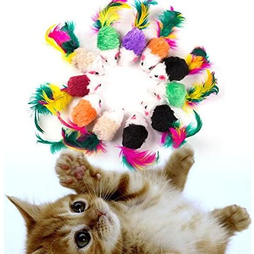 PPSTAMP 10 Pcs False Mouse Pet cat Toys Interactive Mice & Animal Playing Toys for Cats Kitten 4.5 x 2.5 cm
