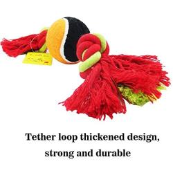 J.Y 12 Pet Cotton Rope with Tennis Balls Tough Dog Toys for Aggressive Chewers,Tug and Fetch for Small and Medium Dogs Pack of 2