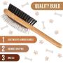 KylePet Dog Brush, Double Sided Pet Slicker Brush with Bamboo Handle for Dogs and Cats Long Hair Pets Grooming Comb for Removing Shedding, Tangles and Dead Undercoat
