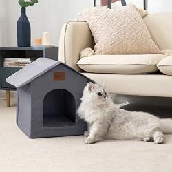 Loves cabin Outdoor Cat House Weatherproof for Winter, Collapsible Warm Cat Houses for Outdoor/Indoor Cats, Feral Cat Shelter with Removable Soft Mat, Easy to Assemble Igloo Dog House for Small Dogs