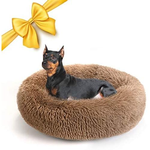 FORCHEER Calming Donut Dog Bed for Large Medium Small Dogs Removable Washable Comfy Cuddler Round Cat Beds in Multiple Sizes (23''/35''/47'')