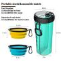 iDogiCat Dog Water Bottle for Walking - 2 in 1 Portable Travel Dual Chambered Pets Drinking Cup Dispenser Mug and Food Container with 2 Collapsible Bowls