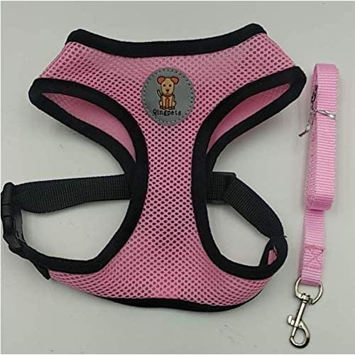 Qingpets with Pull Reflective Dog Harness and Dog Vest,Adjustable Working Pet Vest Easy Control Service Dog Vest Pet Safety Belt, for Small Dogs and Cat……