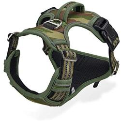 No Pull Harness for Large Dogs Medium Dogs - Adjustable Easy Control Dog Harness with Handle - Durable Reflective Vest Harness for Dog Walking Hiking Heavy Duty Tactical Military (S, Camouflage Green)