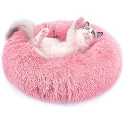 EXGOX Plush Donut Pet Bed,Dog Cat Round Warm Calming Cuddler Kennel Puppy Sofa, Cat Cushion Bed Sleeping Bag Orthopedic Relief and Improved Sleep,Anti-Slip Bottom,Machine Washable(5050cm/19.719.7)