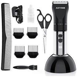 AIIYME Dog Clippers, Professional 3 Speed (6000-8000 RPM) Pet Clippers Cordless & Corded Low Noise Dog Hair Trimmer Dog Grooming Clippers Kit with LCD Display Scissors Comb for Dogs Cats Pets