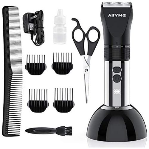 AIIYME Dog Clippers, Professional 3 Speed (6000-8000 RPM) Pet Clippers Cordless & Corded Low Noise Dog Hair Trimmer Dog Grooming Clippers Kit with LCD Display Scissors Comb for Dogs Cats Pets