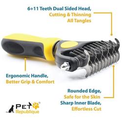 Pet Republique Dog Dematting Tool – Matt Splitters for Dogs, Cats, Rabbits, Long Haired Breed Pets – Effective Pet Dematting, Mat Remover, De-Matting Comb, or Dematter