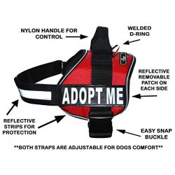 ADPOT ME Nylon Dog Vest Harness. Purchase Comes with 2 Reflective Removable Adopt ME Patches Please Measure Your Dog Before Ordering