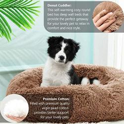 Donut Dog Beds for Small Medium Dogs Cats, Yonet Calming Dog Beds Round Pet Cat Bed Faux Fur Anti-Anxiety Machine Washable Warming Fluffy Orthopedic Puppy Beds with Muti-Color 23inch